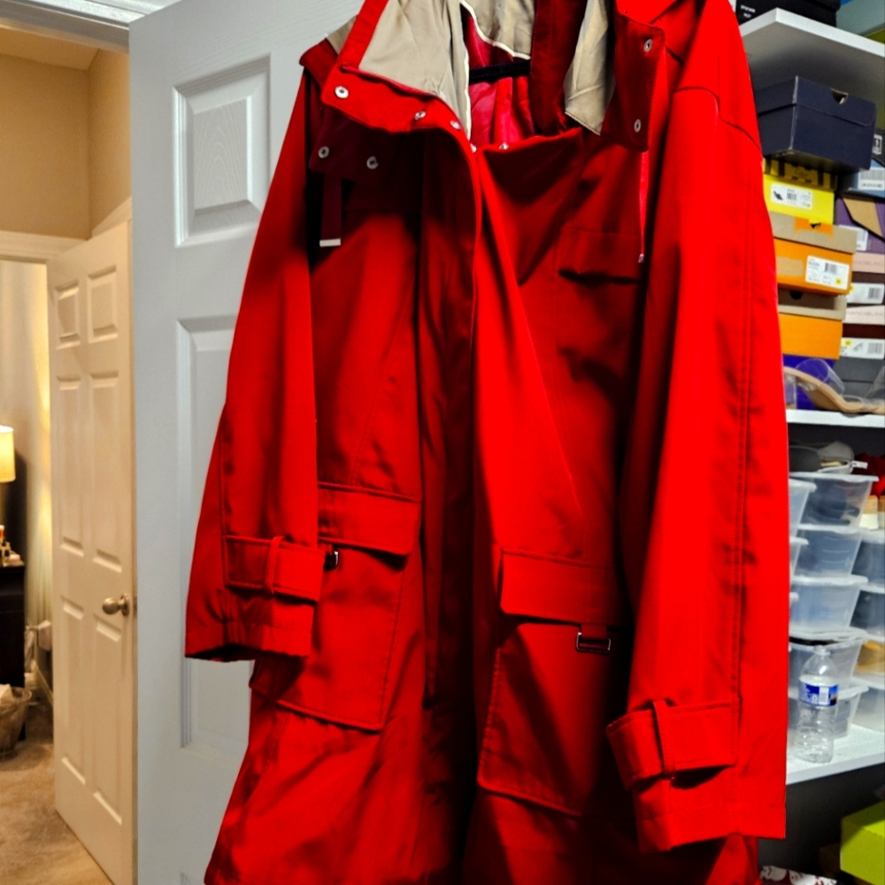 Womens Red Hooded Jacket by JONES New York. No tag but never worn.